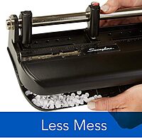 Swingline 3 Hole Punch Heavy Duty, 32 Sheet Capacity Three Hole Puncher 3 Ring, Adjustable 2-7 Hole Paper Punch, Black & Silver (74350)