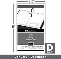 Office Depot Brand Daily Desk Calendar Refill, 3 1/2" x 6", White, January 2026 to December 2026, SP717D5026