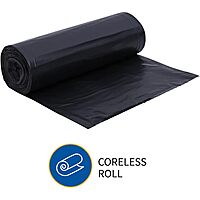 Genuine Joe GJO01535 Heavy Duty Low-Density Puncture Resistant Can Liner, 60 gallon Capacity, 56" Length x 39" Width x 1.50 mil Thickness, Black (Box of 50)