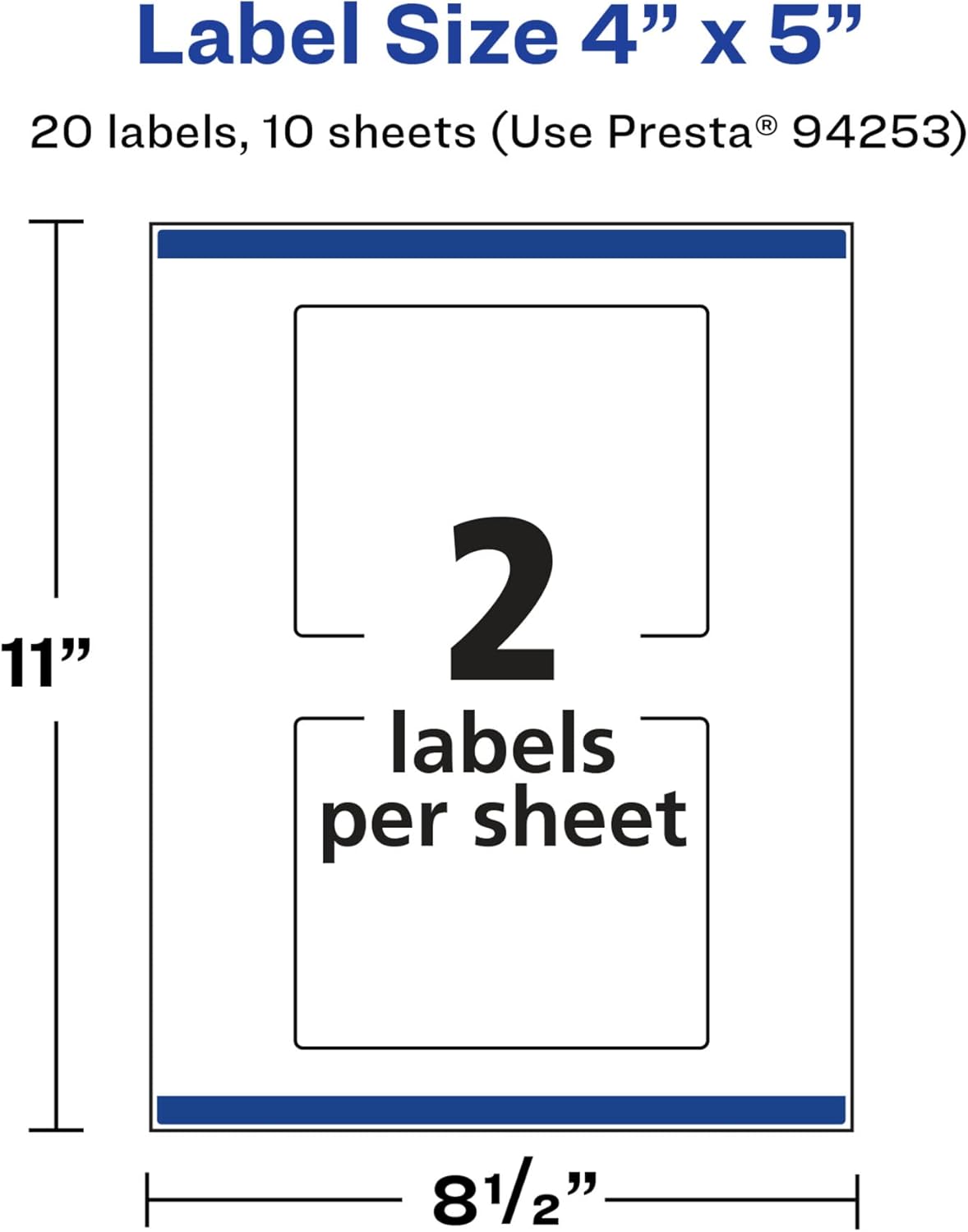 Avery Glossy White Rectangle Labels, Sure Feed Technology, 4" x 5", Print-to-The-Edge, Permanent Adhesive