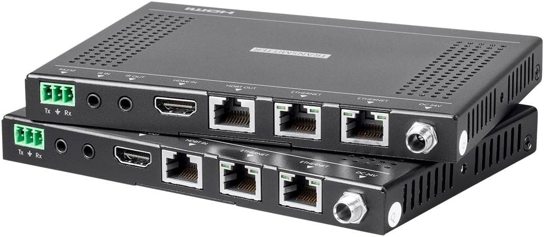 Monoprice 4K Pro HDBaseT Extender Kit, 100 Meters with PoH, RS232, HDCP 2.2, Black - Blackbird Series