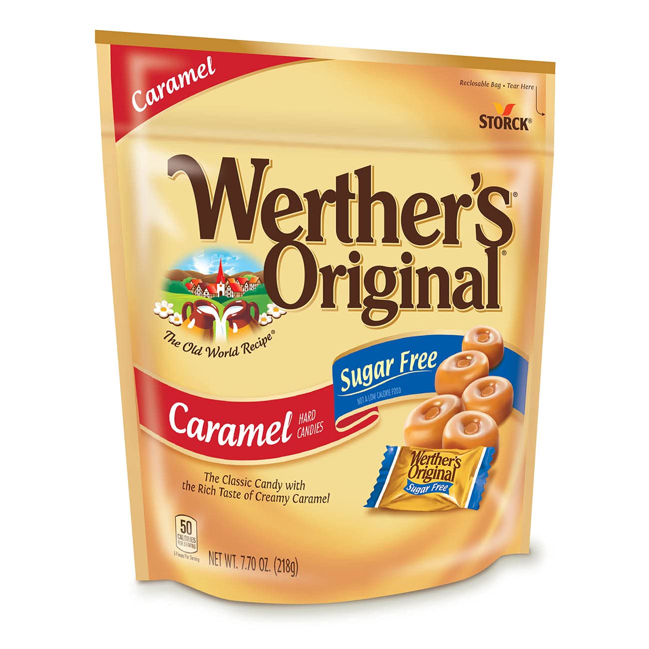 Werthers Original Sugar-Free Caramel Hard Candies, 7.7 Oz, Pack Of 2 Bags