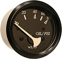 VDO 350-11800 Cockpit Marine 80PSI Oil Pressure Gauge Use with Marine 240-33 Ohm Sender 12V - Black