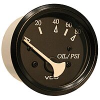 VDO 350-11800 Cockpit Marine 80PSI Oil Pressure Gauge Use with Marine 240-33 Ohm Sender 12V - Black