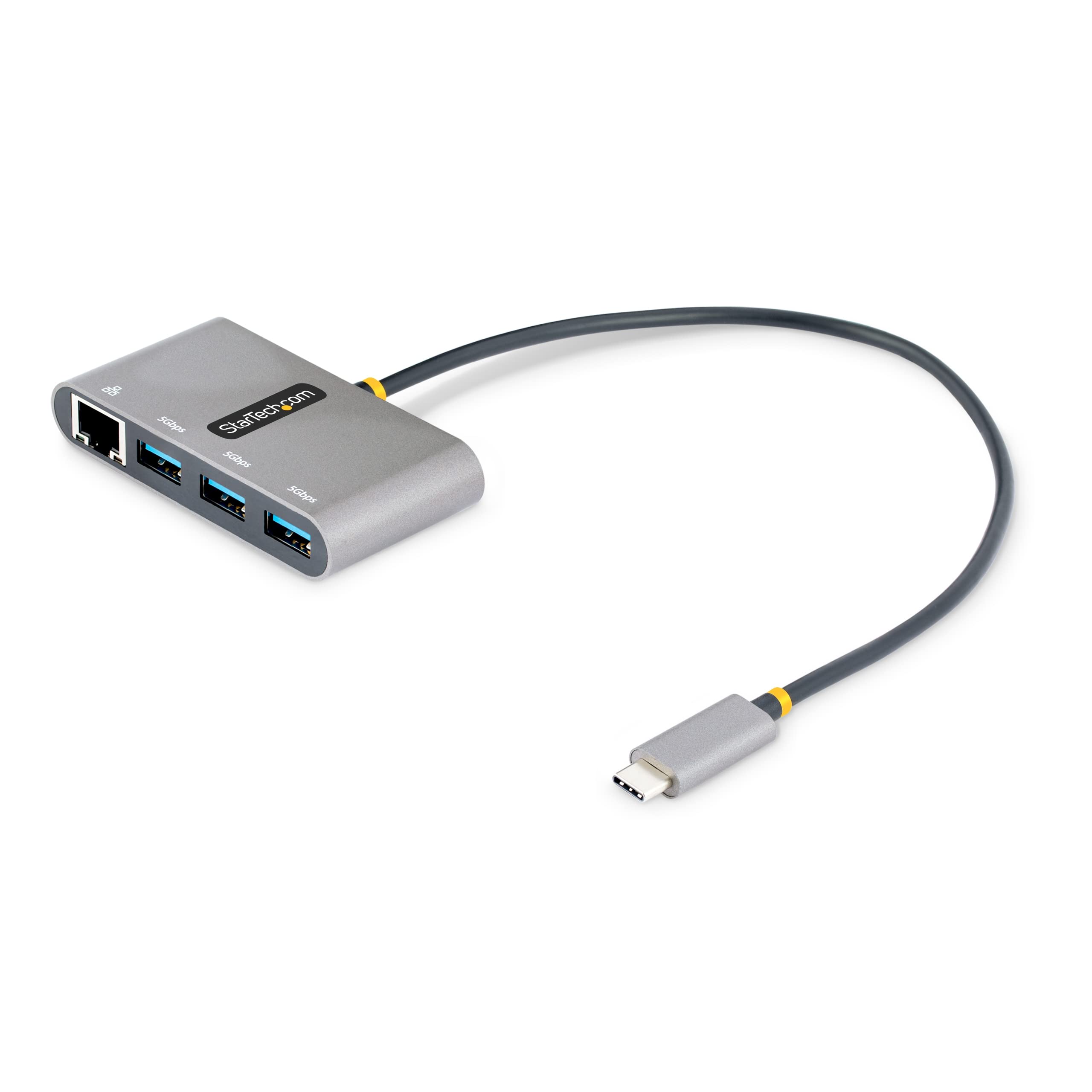 StarTech.com 3-Port USB-C Hub with Ethernet - 3X USB-A - Gigabit Ethernet - USB 3.0 5Gbps - Bus-Powered