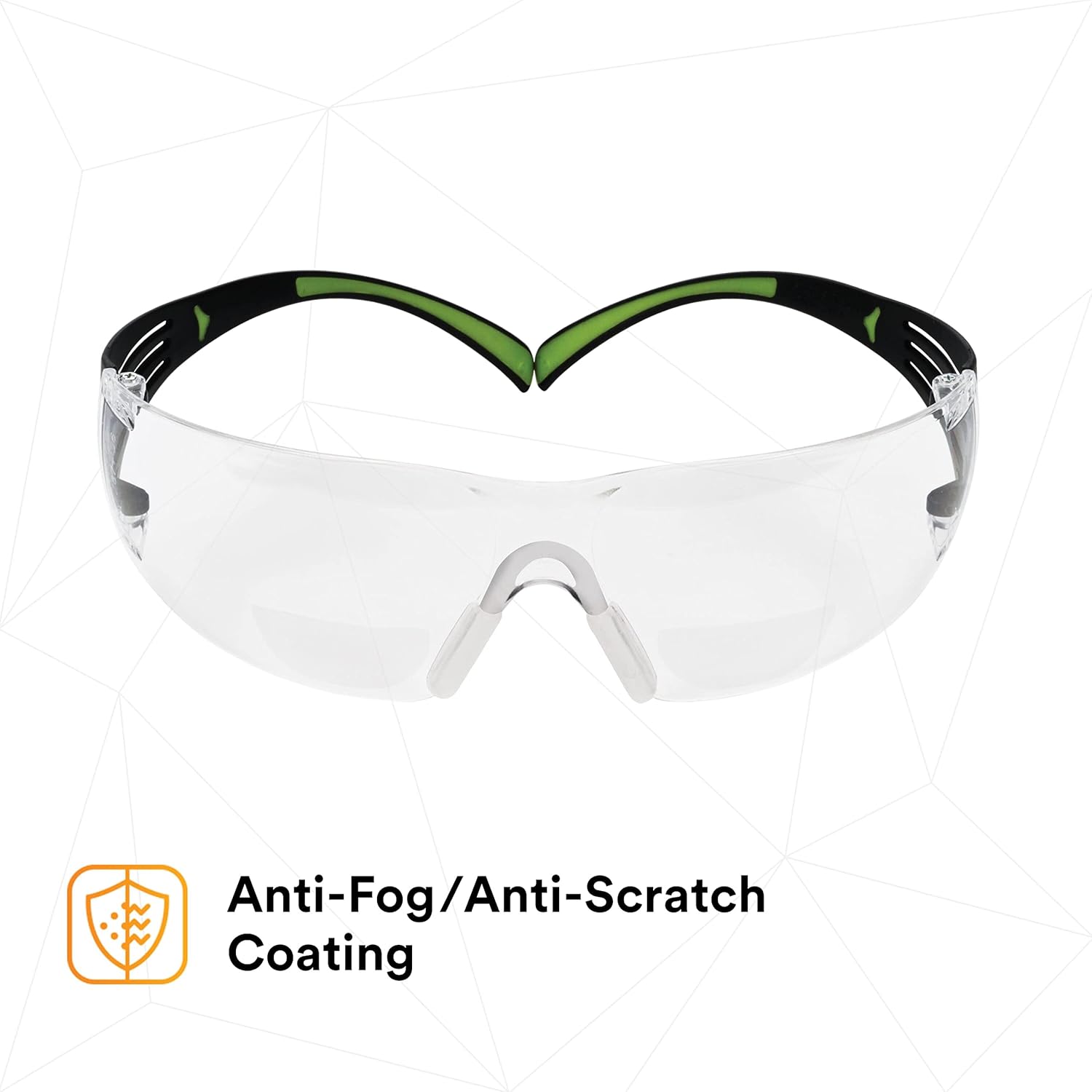 3M SecureFit Protective Eyewear, Polycarbonate Frame, SF420AF 400 Series, Anti-Fog Lens, +2.0 Diopter, One Size
