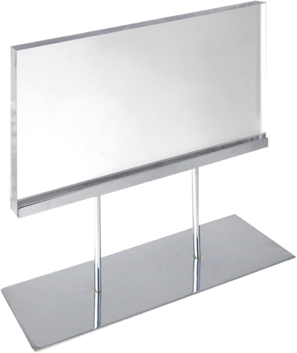 Azar Displays Elite Series Acrylic Block Sign Holder on Chrome Stand