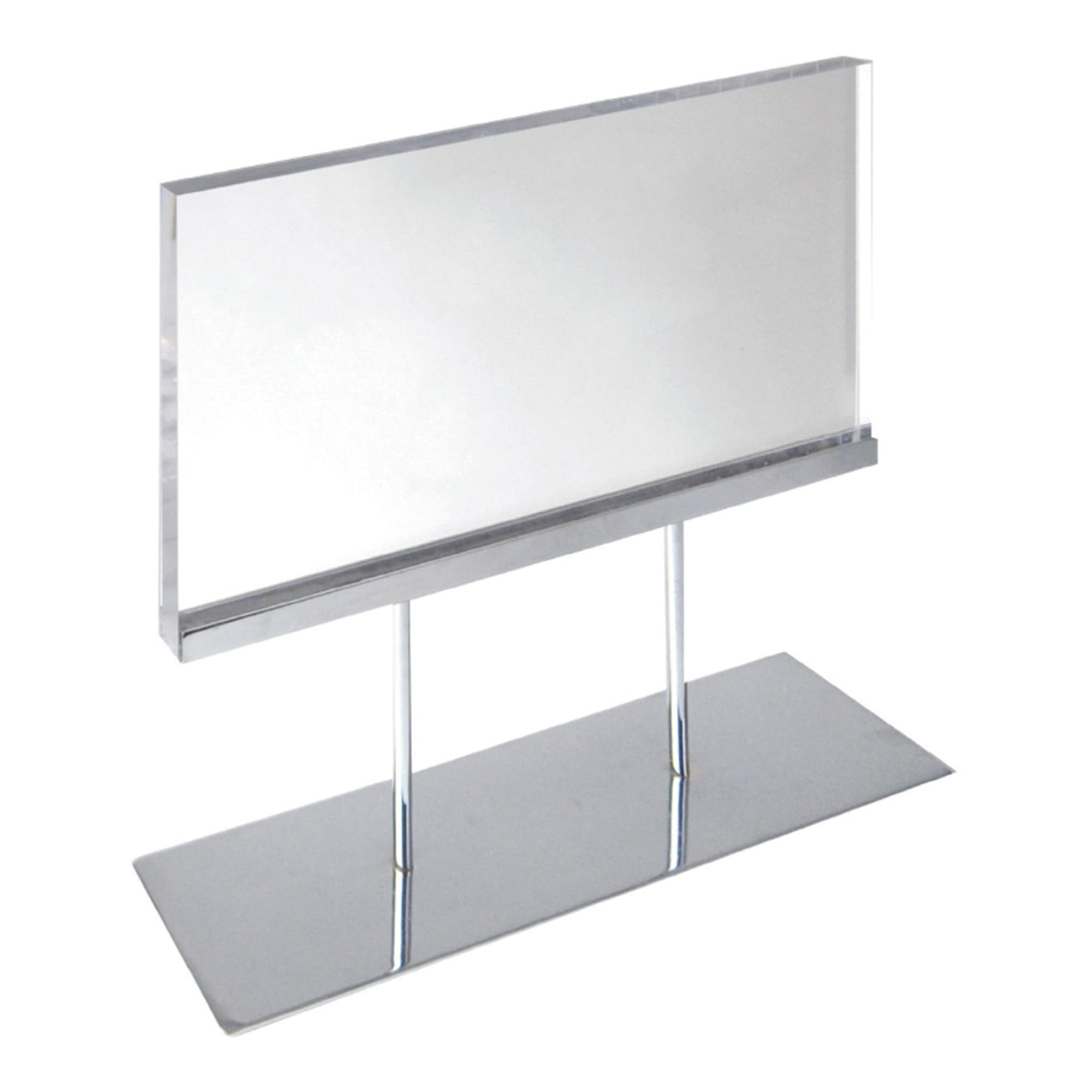 Azar Displays Elite Series Acrylic Block Sign Holder on Chrome Stand