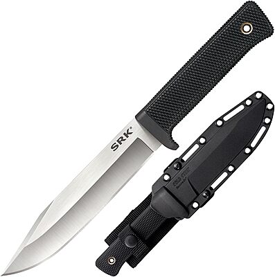 COLD STEEL SRK 6" CPM 3V Clip Point Razor-Sharp Blade 4.75" Kray-Ex Durable Handle Tactical Fixed Blade Knife w/Secure-Ex Sheath