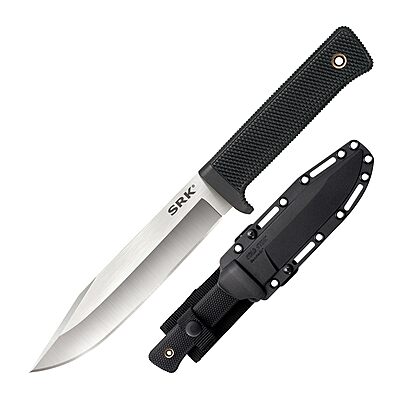 COLD STEEL SRK 6" CPM 3V Clip Point Razor-Sharp Blade 4.75" Kray-Ex Durable Handle Tactical Fixed Blade Knife w/Secure-Ex Sheath