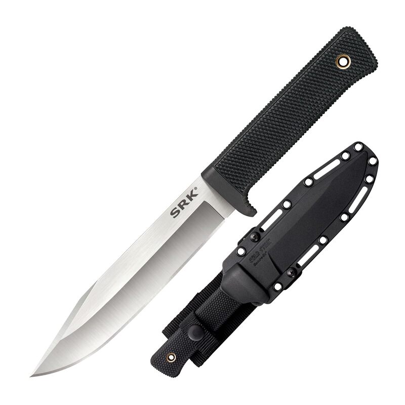 COLD STEEL SRK 6" CPM 3V Clip Point Razor-Sharp Blade 4.75" Kray-Ex Durable Handle Tactical Fixed Blade Knife w/Secure-Ex Sheath