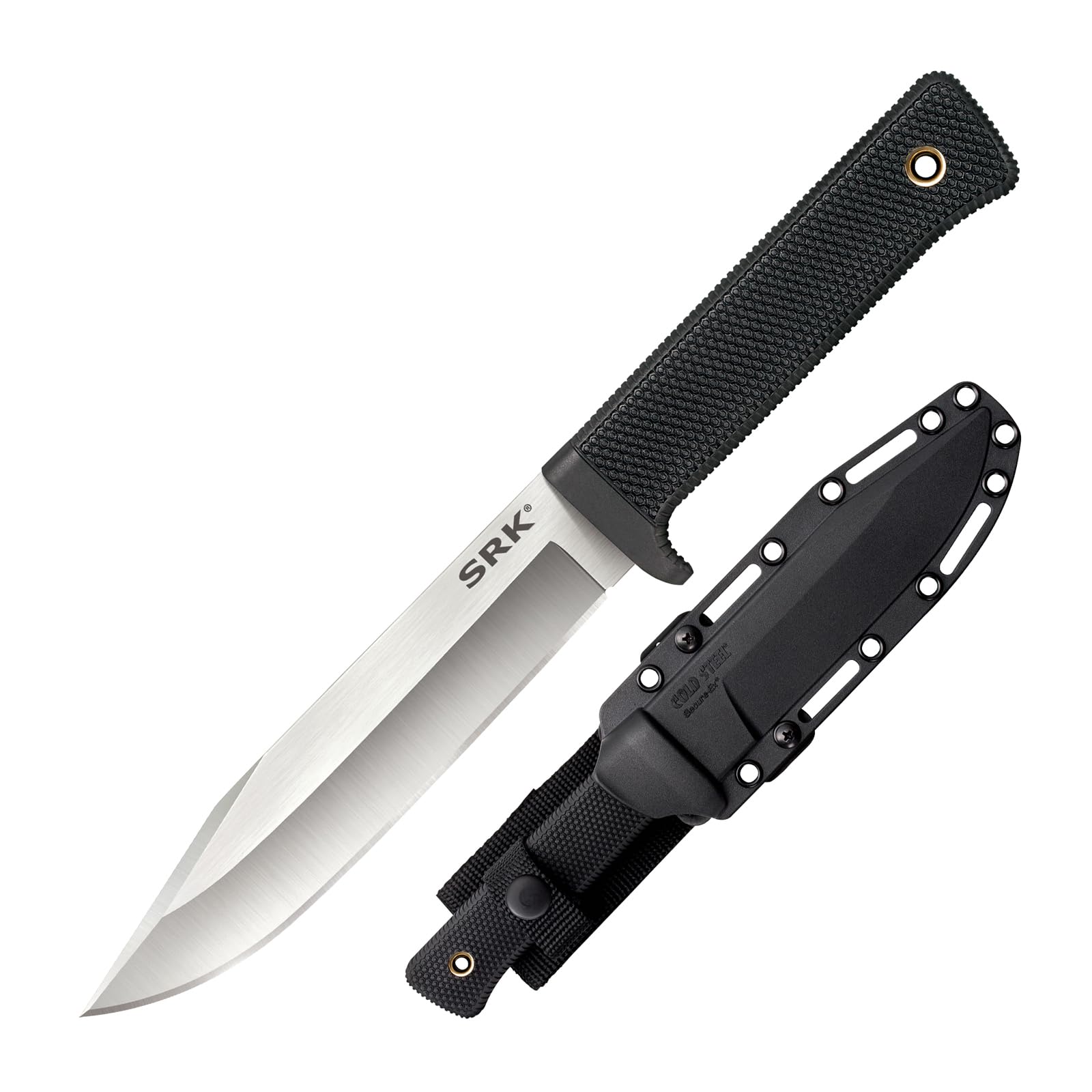 COLD STEEL SRK 6" CPM 3V Clip Point Razor-Sharp Blade 4.75" Kray-Ex Durable Handle Tactical Fixed Blade Knife withSecure-Ex