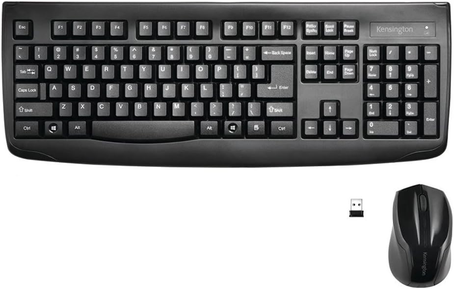 Kensington Pro Fit Wireless Combo Mouse and Keyboard Desktop Set (K72324US), Black