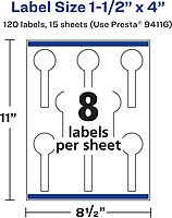 Avery Matte White Removable Lollipop Labels, Sure Feed, 1.5" x 4", 120 Labels