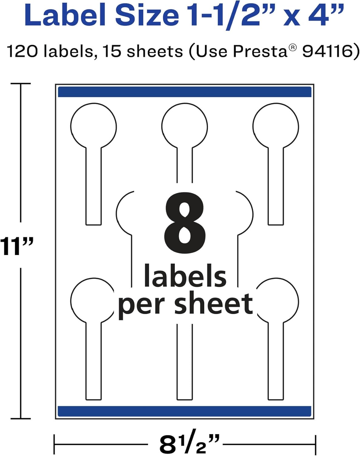 Avery Matte White Removable Lollipop Labels, Sure Feed, 1.5" x 4", 120 Labels