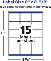 AVERY Glossy Clear Rectangle Labels, Sure Feed Technology, 2" x 2-5/8"