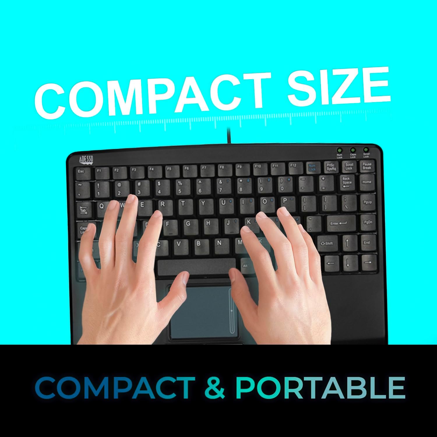 Adesso AKB-410UB SlimTouch Mini USB Keyboard With Built-In Touchpad, Black