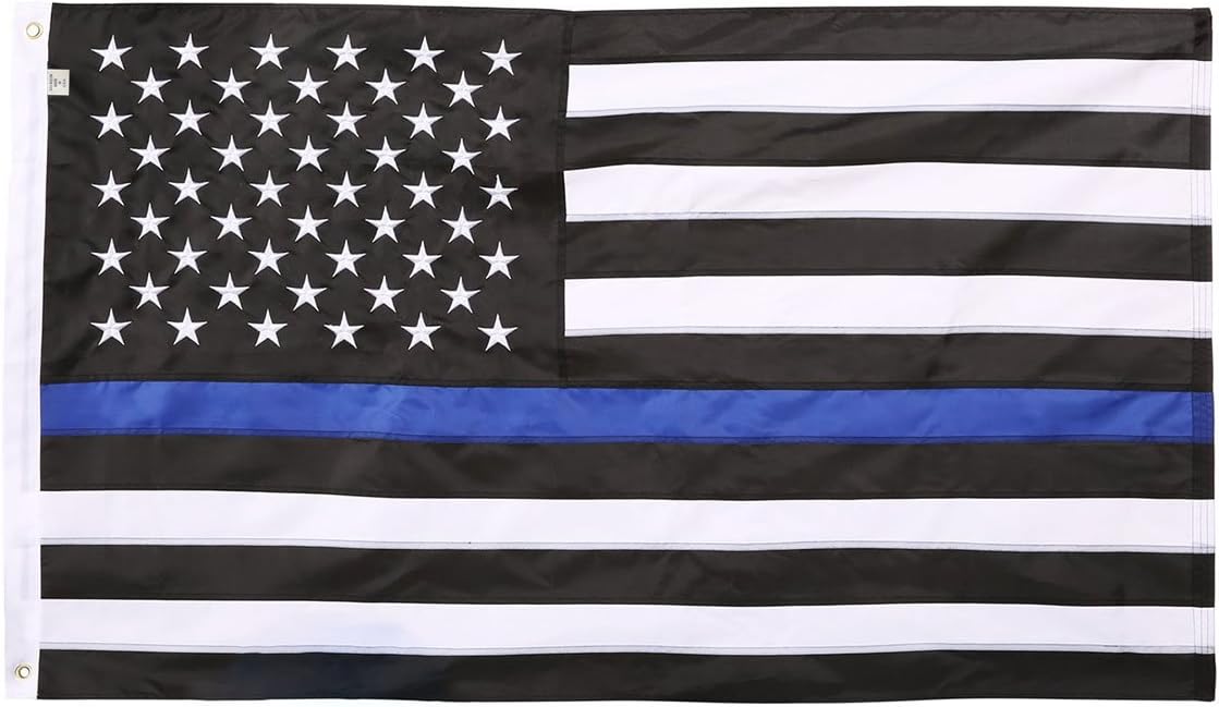 THIN BLUE LINE USA DuraSleek Thin Blue Line American Flag, Sewn & Embroidered