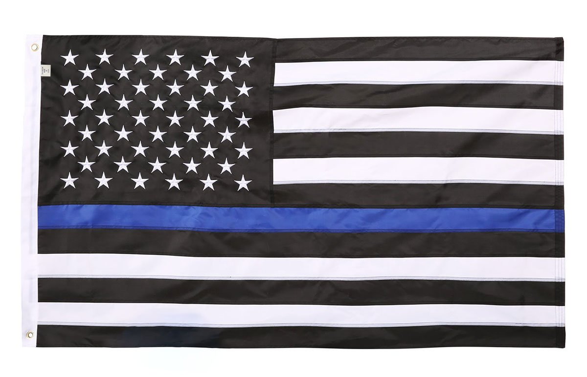 THIN BLUE LINE USA DuraSleek Thin Blue Line American Flag, Sewn & Embroidered