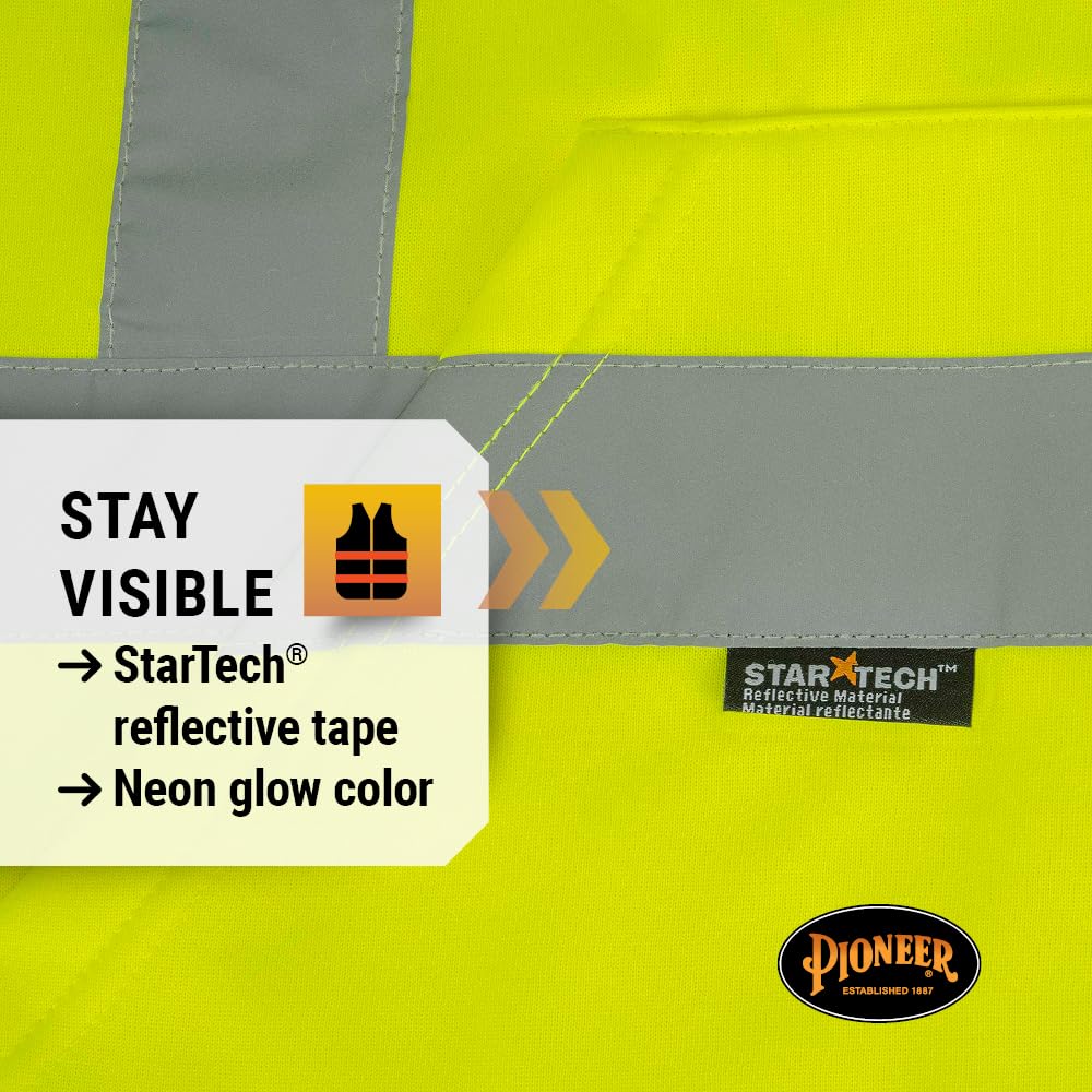 Pioneer High Visibility Safety Hoodie – Reflective Hi Vis Sweatshirt Jacket with Zipper, Pockets – Polyester Fleece