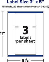 AVERY Matte White Rectangle Labels, Sure Feed Technology, 3" x 5"