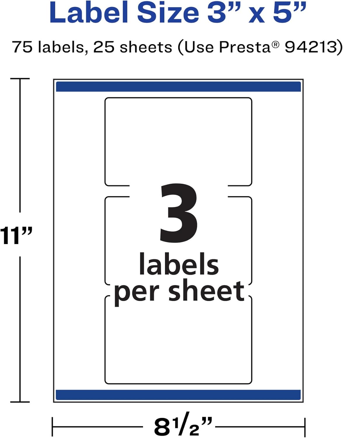 AVERY Matte White Rectangle Labels, Sure Feed Technology, 3" x 5"