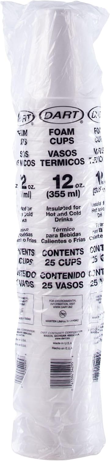 DART 12J12 12 oz Foam Cup (Case of 1000)