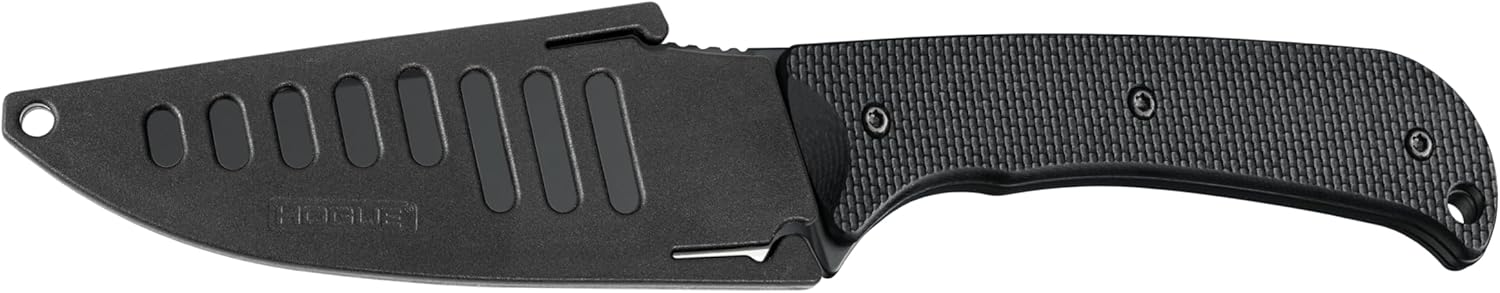 Hogue Extrak XL Fixed Blade Knife 3.9" CPM-M4 Black Cerakote Clip Point, Black G10 Handles, Nylon Blade Guard - 35854