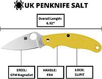 Spyderco Salt UK Penknife with 2.93" LC200N Steel Blade and Lightweight FRN Yellow Handle - PlainEdge - C94PYL