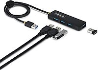 StarTech.com 4-Port USB-A Hub, 5Gbps, Bus Powered, 4X USB-A Mini Hub, Extra Long 2ft/61cm Host Cable, PCR Plastic