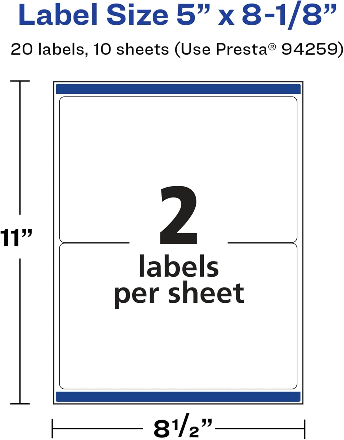 AVERY Glossy White Rectangle Labels, Sure Feed Technology, 5" x 8-1/8"
