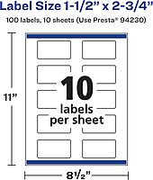 Avery Glossy Clear Rectangle Labels, 1.5 x 2.75, Sure Feed, Print-to-the-Edge