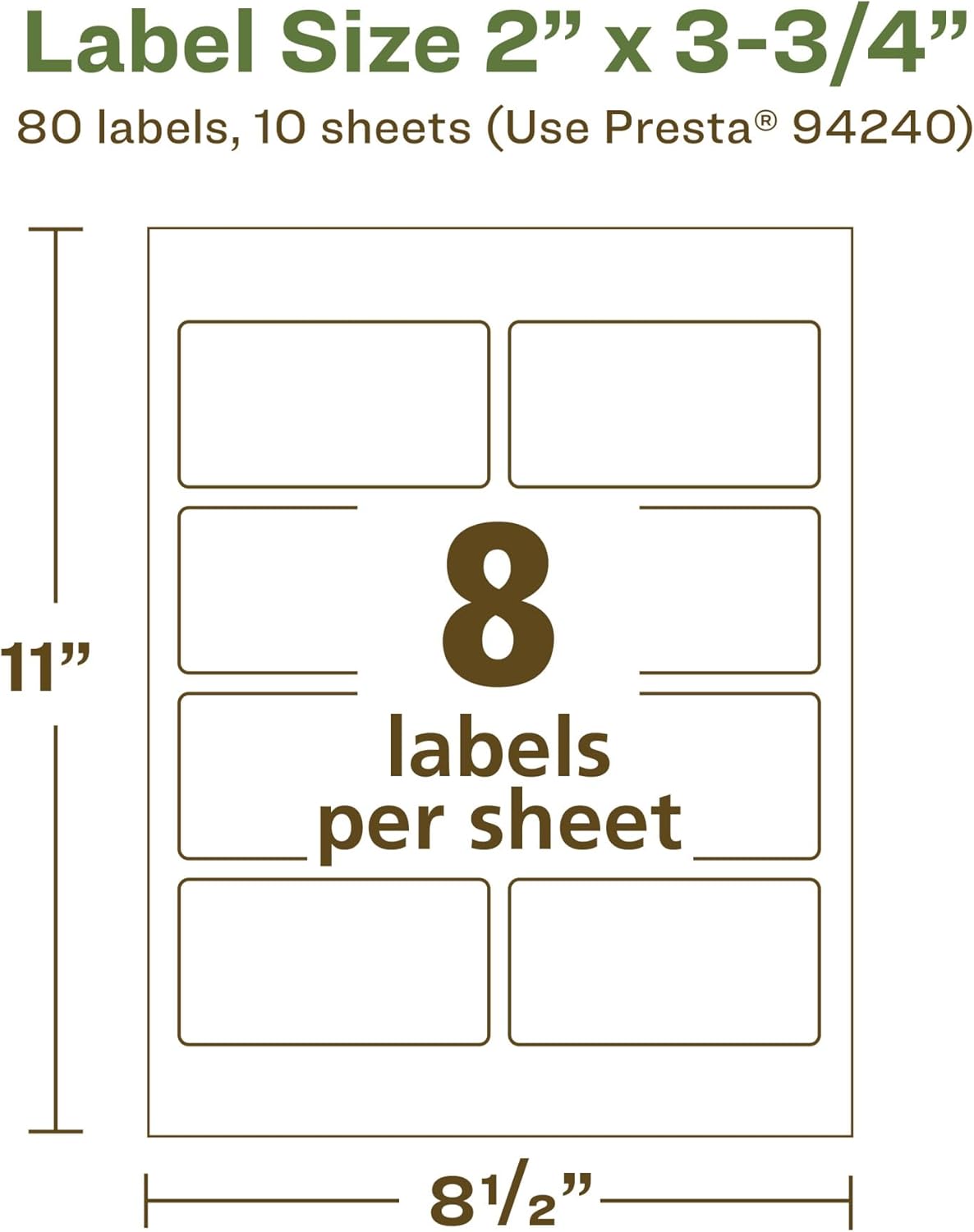 Avery EcoFriendly Matte White Recycled Rectangle Labels, 2" x 3.75", Print-to-The-Edge, Permanent Adhesive