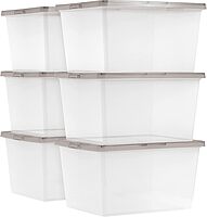 IRIS USA 24.5 Quart Snap Top Plastic Storage Bin, 6 Pack