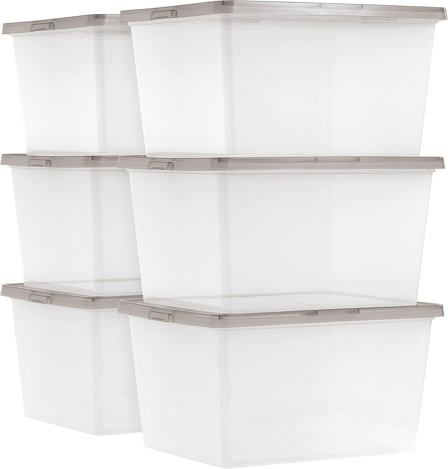 IRIS USA 24.5 Quart Snap Top Plastic Storage Bin, 6 Pack