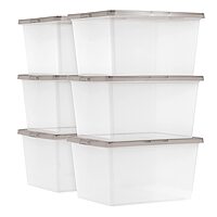 IRIS USA 24.5 Quart Snap Top Plastic Storage Bin, 6 Pack