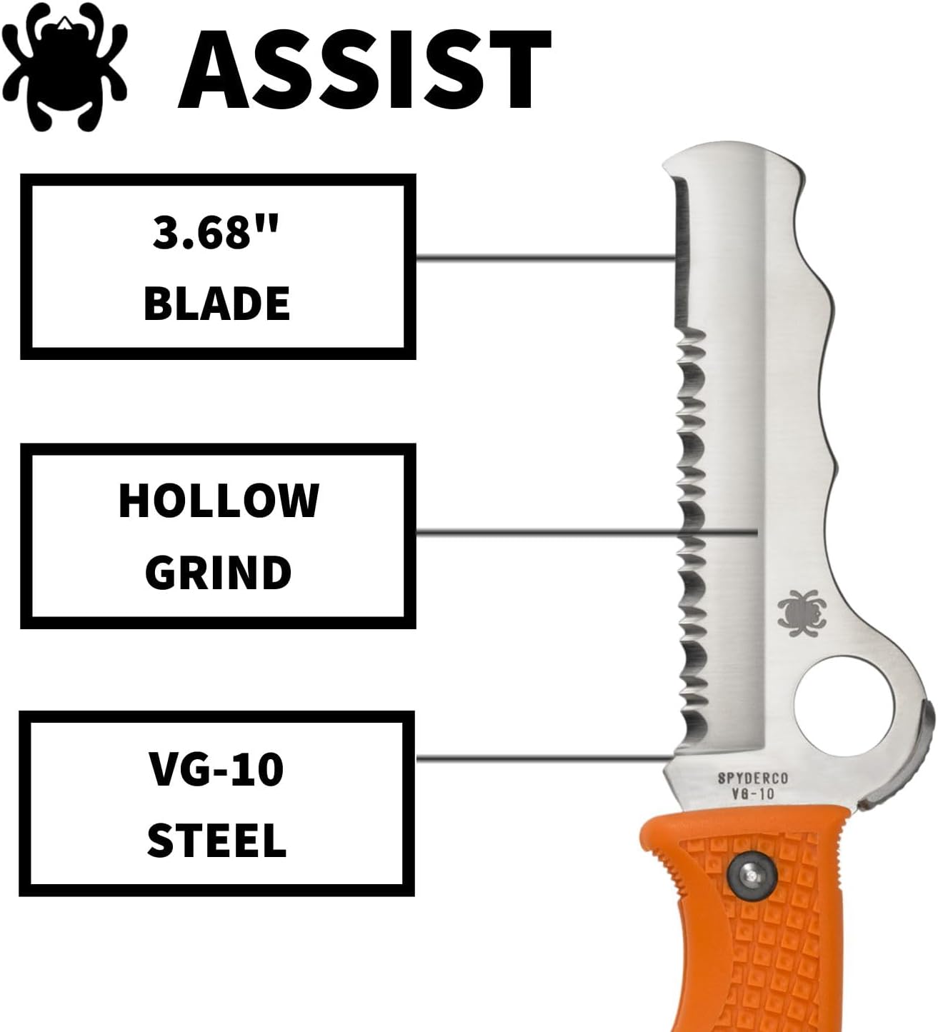 SPYDERCO Assist Rescue Jr Folding Knife