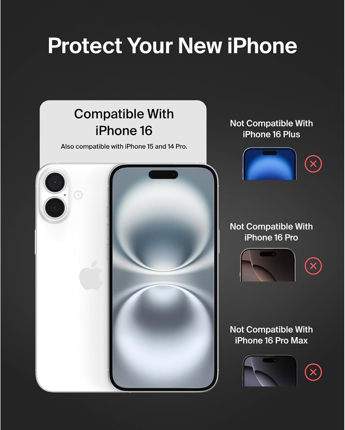 Belkin ScreenForce Screen Protector for iPhone 16, 15 and 14 Pro