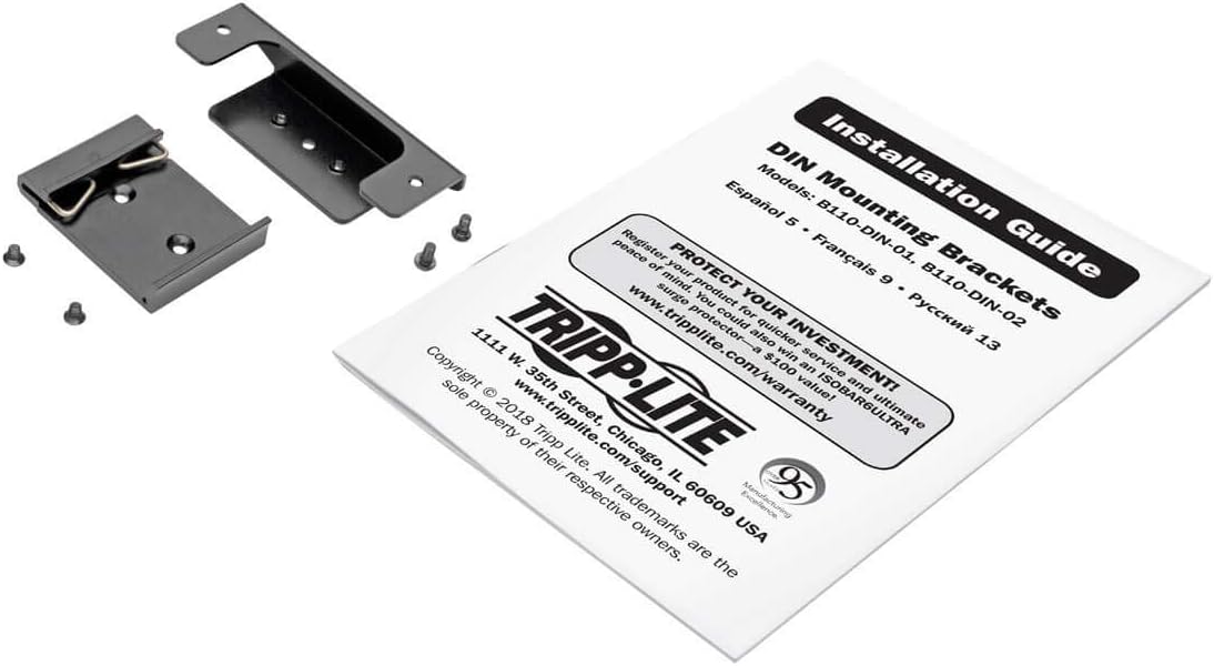 Tripp Lite DIN Rail-Mounting Bracket for Digital Signage, Version 2-65 mm Mounting Distance (B110-DIN-02), Black