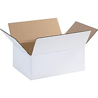 Partners Brand White Corrugated Boxes, 11 3/4in x 8 3/4in x 4 3/4in, Pack Of 25