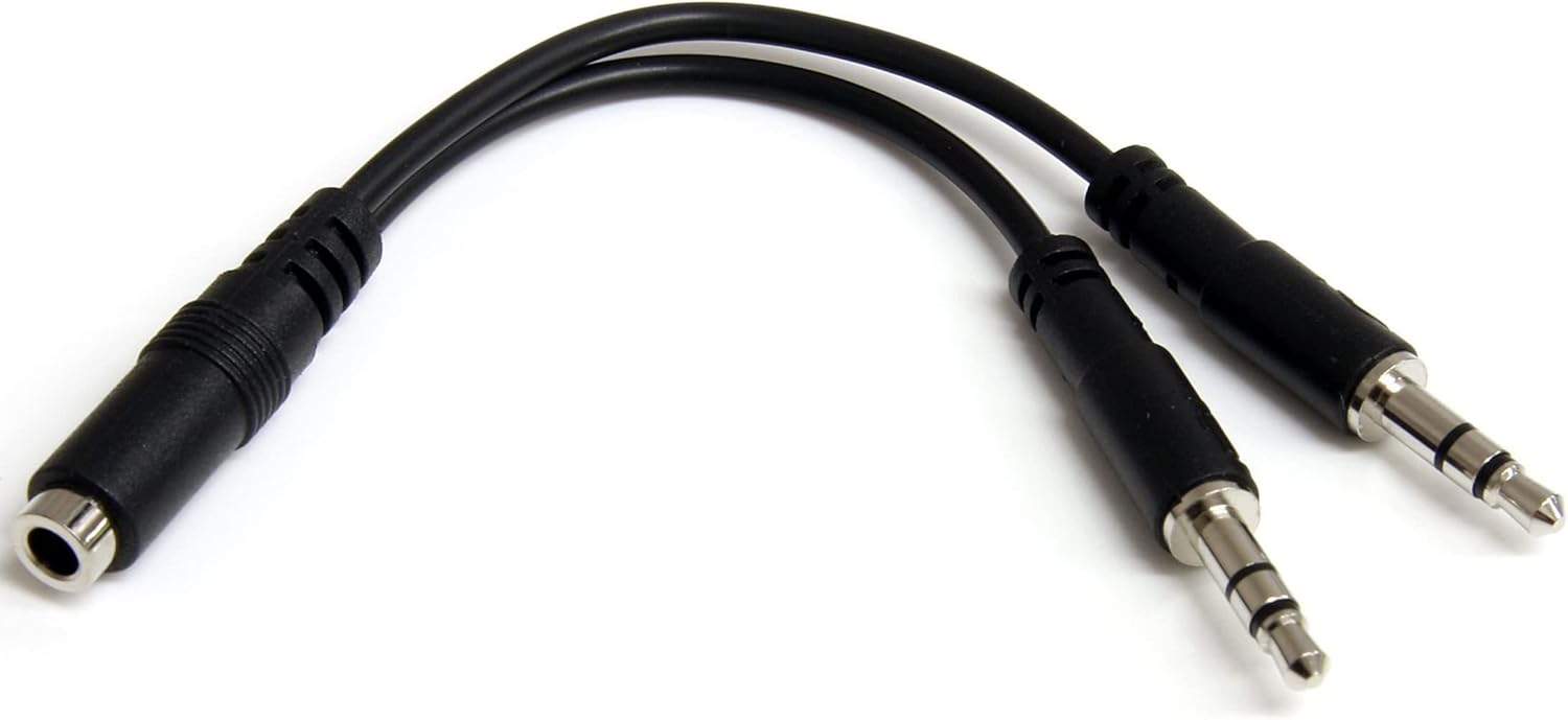 StarTech.com 3.5mm Headset Splitter Adapter (Combo to Separate Mic & Headphone)
