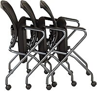 Office Star Pro-Line II Deluxe Folding Chairs With ProGrid Back, Black/Titanium, Set Of 2