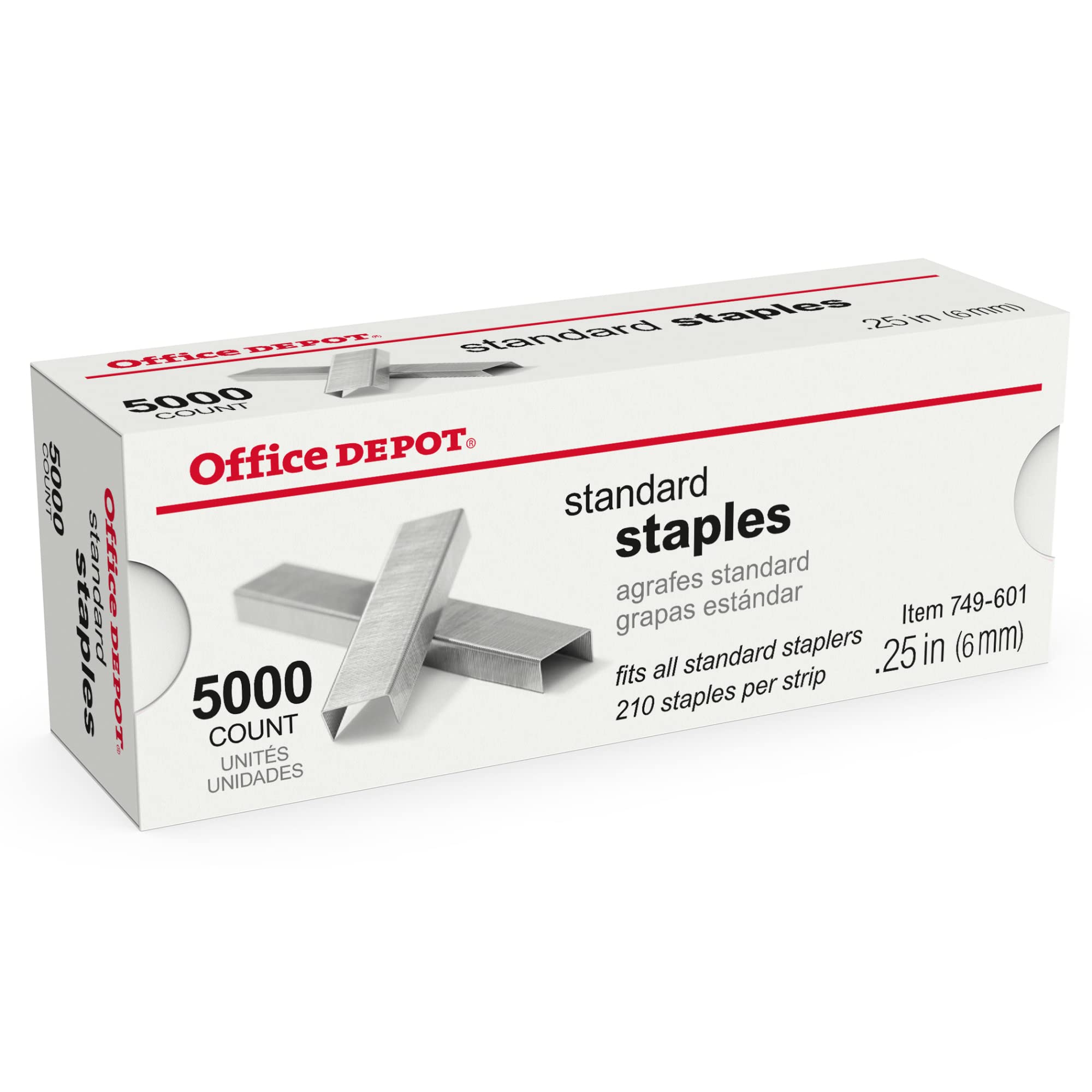 Office Depot Brand Staples, 1/4in Standard, Full Strip, Box Of 5,000, 2661