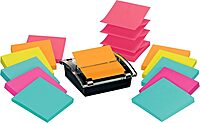 Post-it Sheet Super Sticky Note and Dispenser Value Pack, 3 in x 3 in, 12 Pads, Assorted Colors (DS330-SSVA) 2.3" x 6.3"