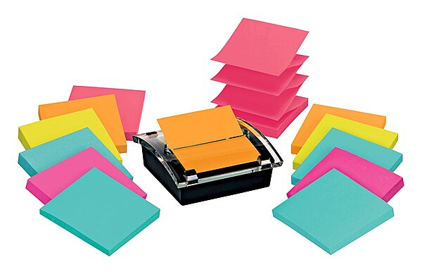Post-it Sheet Super Sticky Note and Dispenser Value Pack, 3 in x 3 in, 12 Pads, Assorted Colors (DS330-SSVA) 2.3" x 6.3"