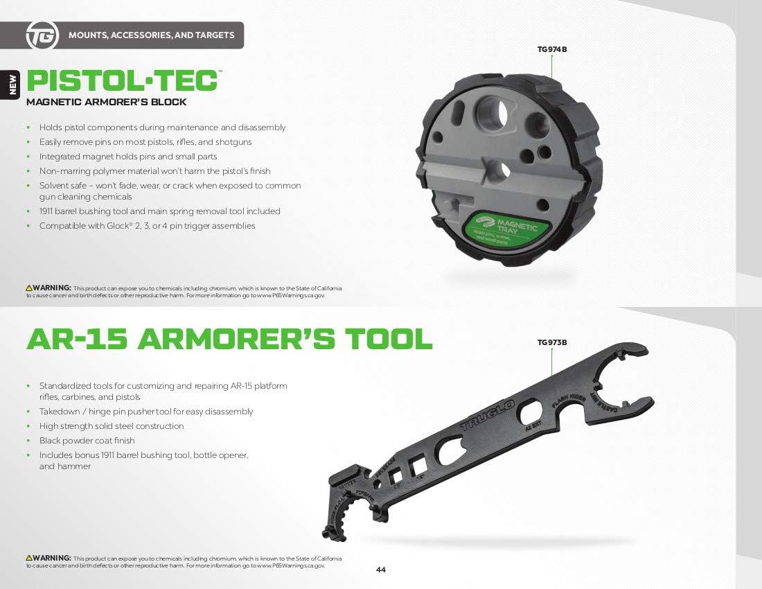 TruGlo Pistol-Tec Magnetic Armorer's Block - Durable Easy-to-Use Gunsmithing Tool Compatible with Glock 2, 3