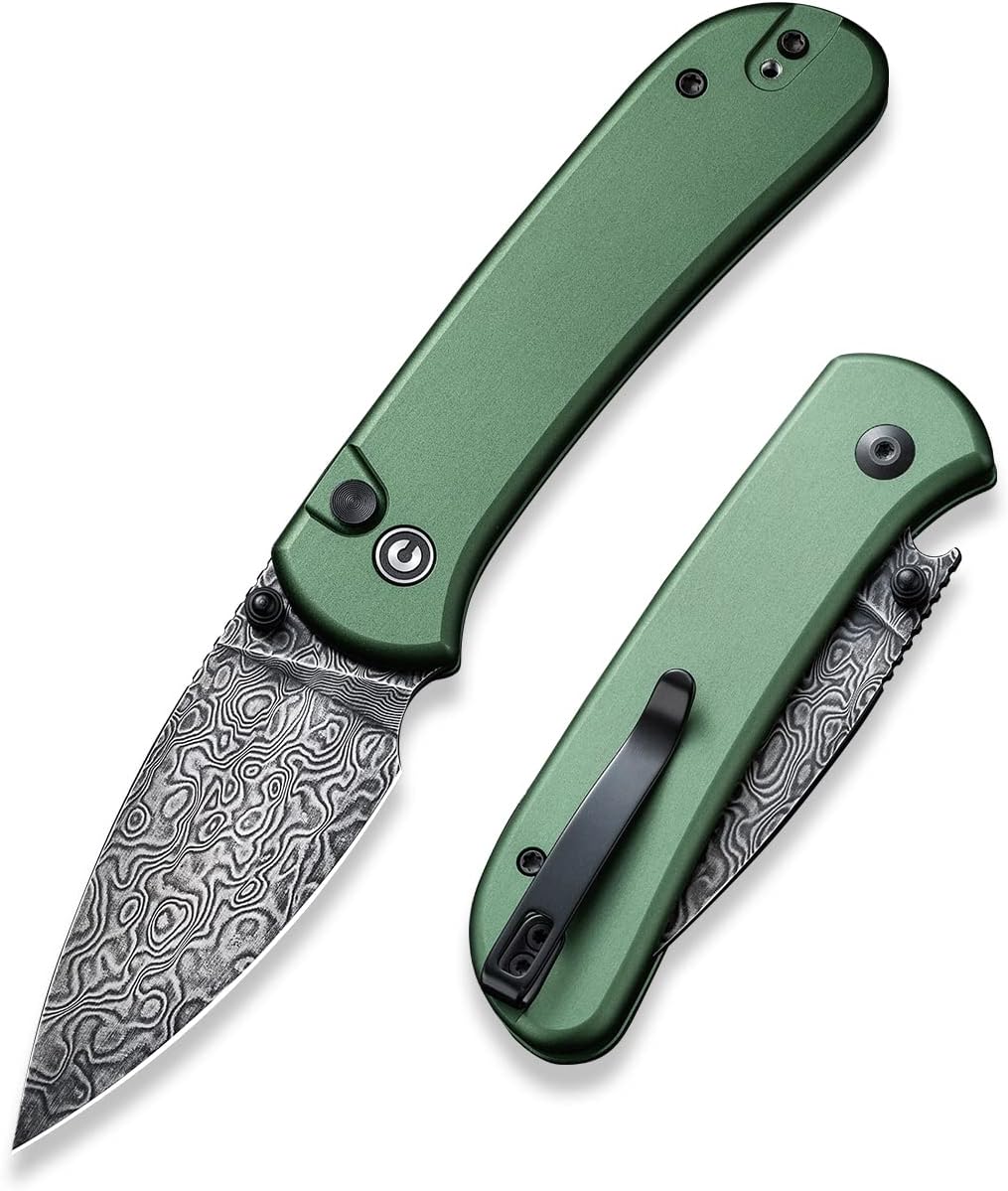 CIVIVI Qubit Pocket Folding Knife, Button Lock & Thumb Stud, 2.98" Blade, Aluminum Handle