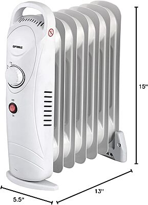 Optimus H-6003 700W Portable Oil-Filled Radiator Heater, 16 x 6 x 15 inches