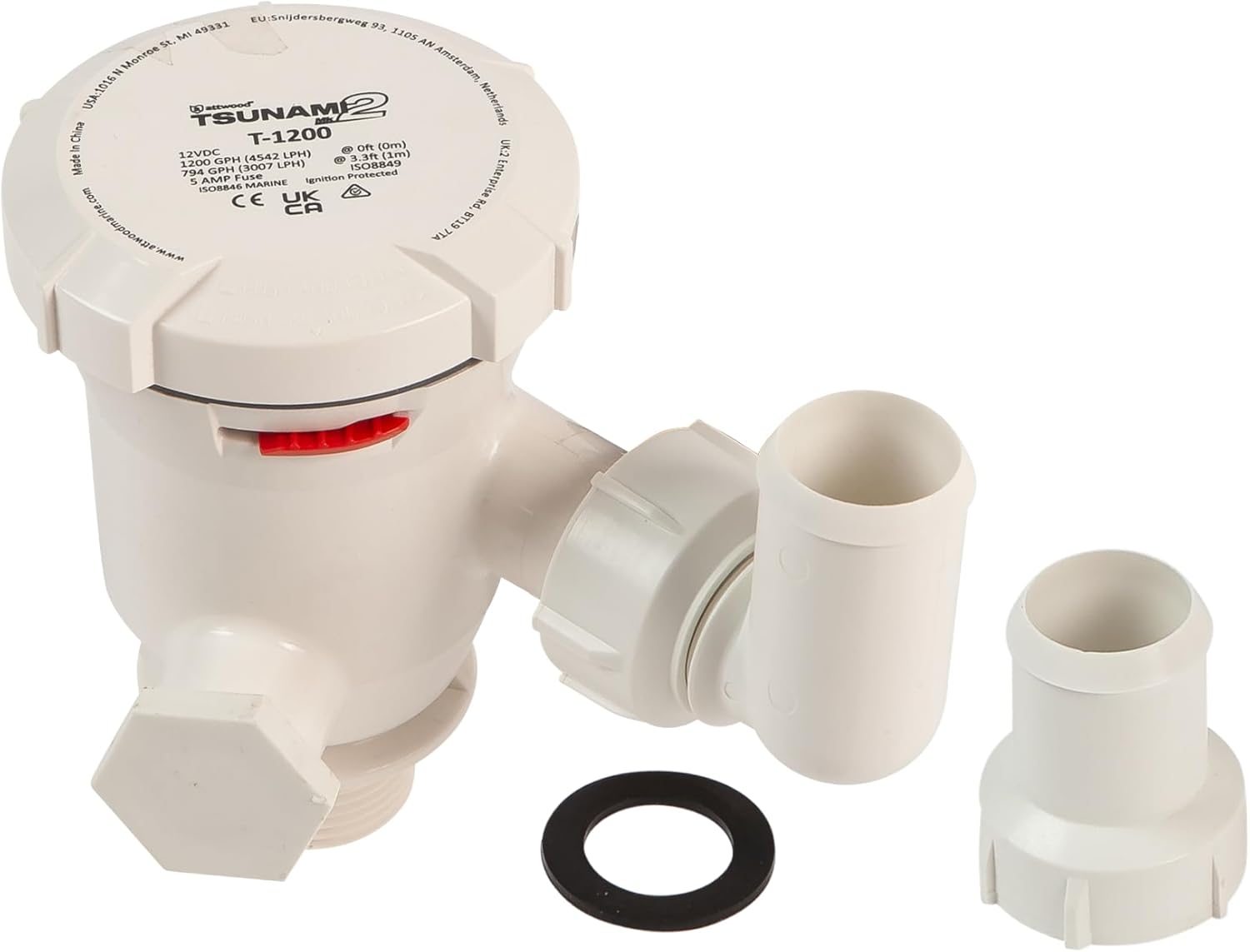 Attwood 5663-4 Tsunami Mk2 1200 GPH Aerator Pump, 12 Volt, 1" NPT Inlet, White