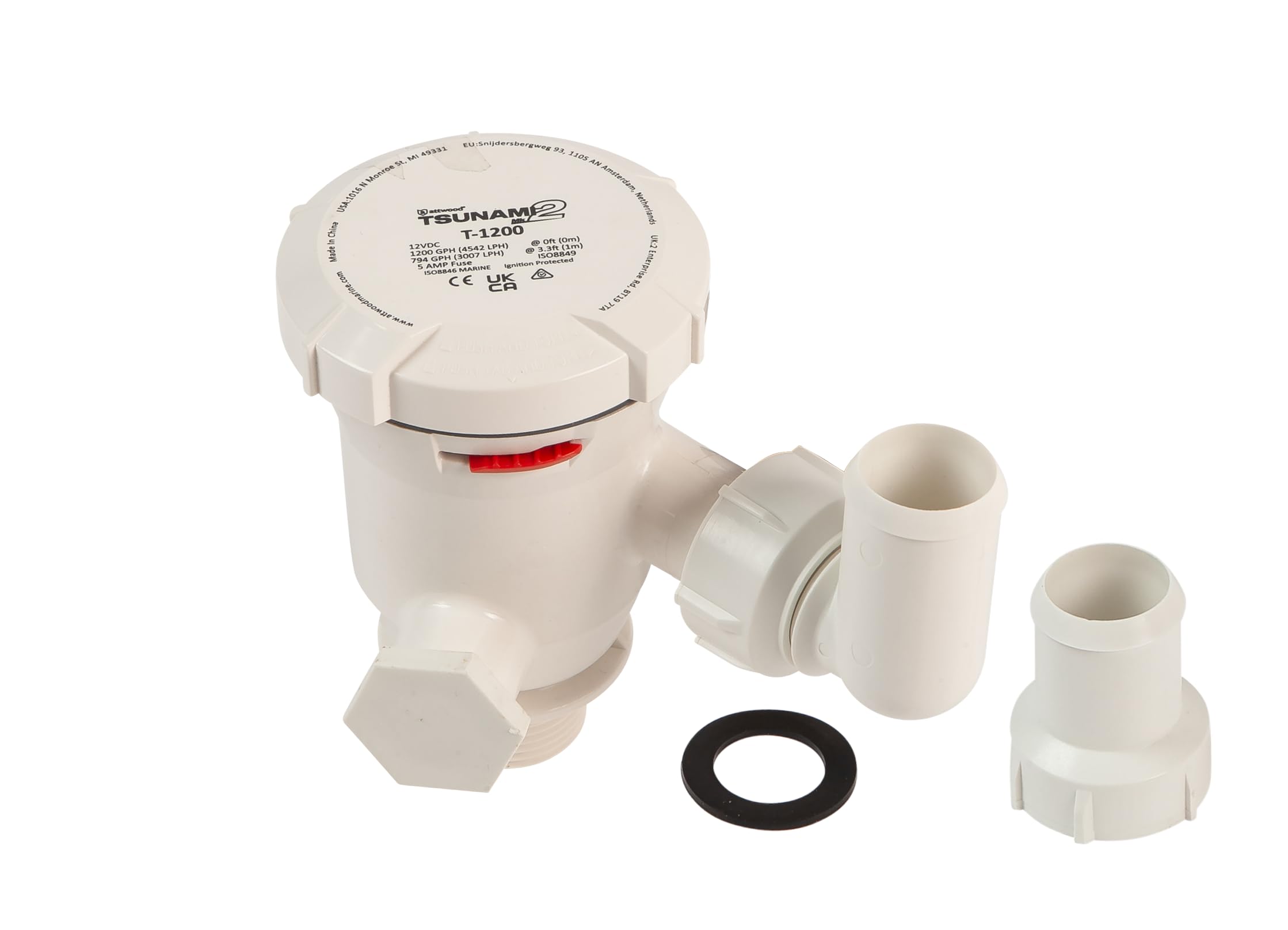 Attwood 5663-4 Tsunami Mk2 1200 GPH Aerator Pump, 12 Volt, 1" NPT Inlet, White